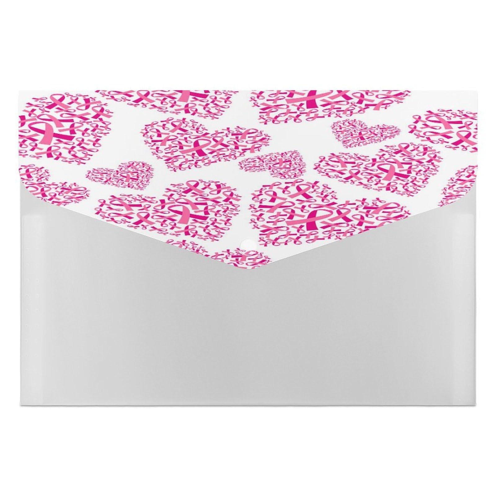 Expanding File Folder, 6 Pockets Zipper Expandable Document Organizer Accordion Filing Folder Print Breast Cancer Awareness Pink Ribbons