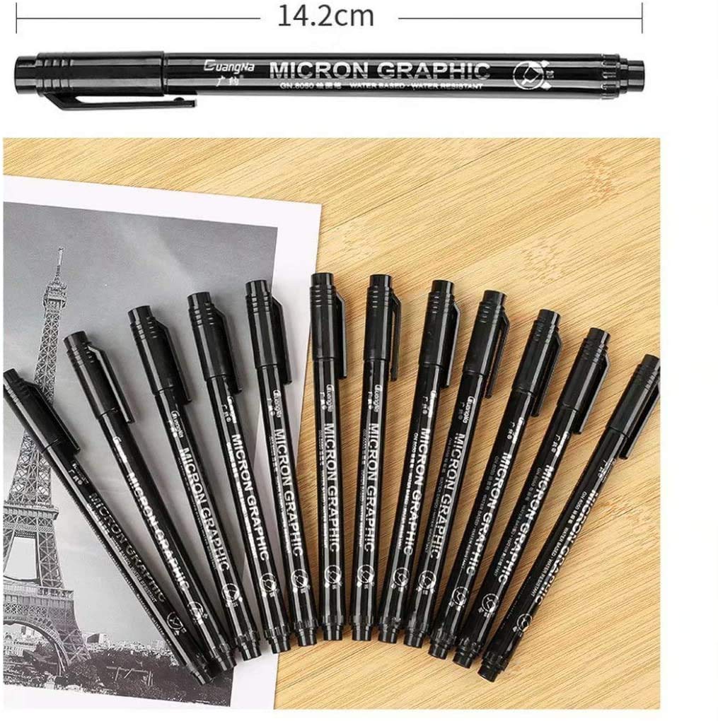 9 pezzi di penne a punta porosa con ago da disegno professionale in stile cinese, penna a pennello morbido nero, ptura impermeabile, schizzo, scrtura artistica  21