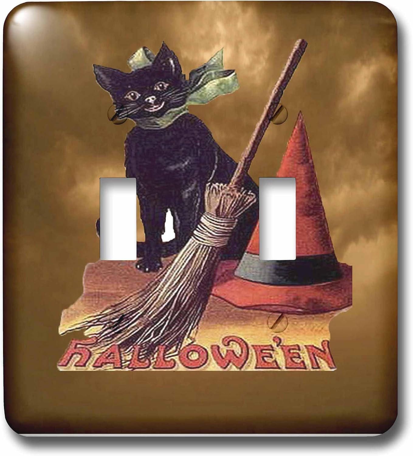 3dRose LLC lsp_6190_2 Vintage Halloween Black Cat Double Toggle Switch