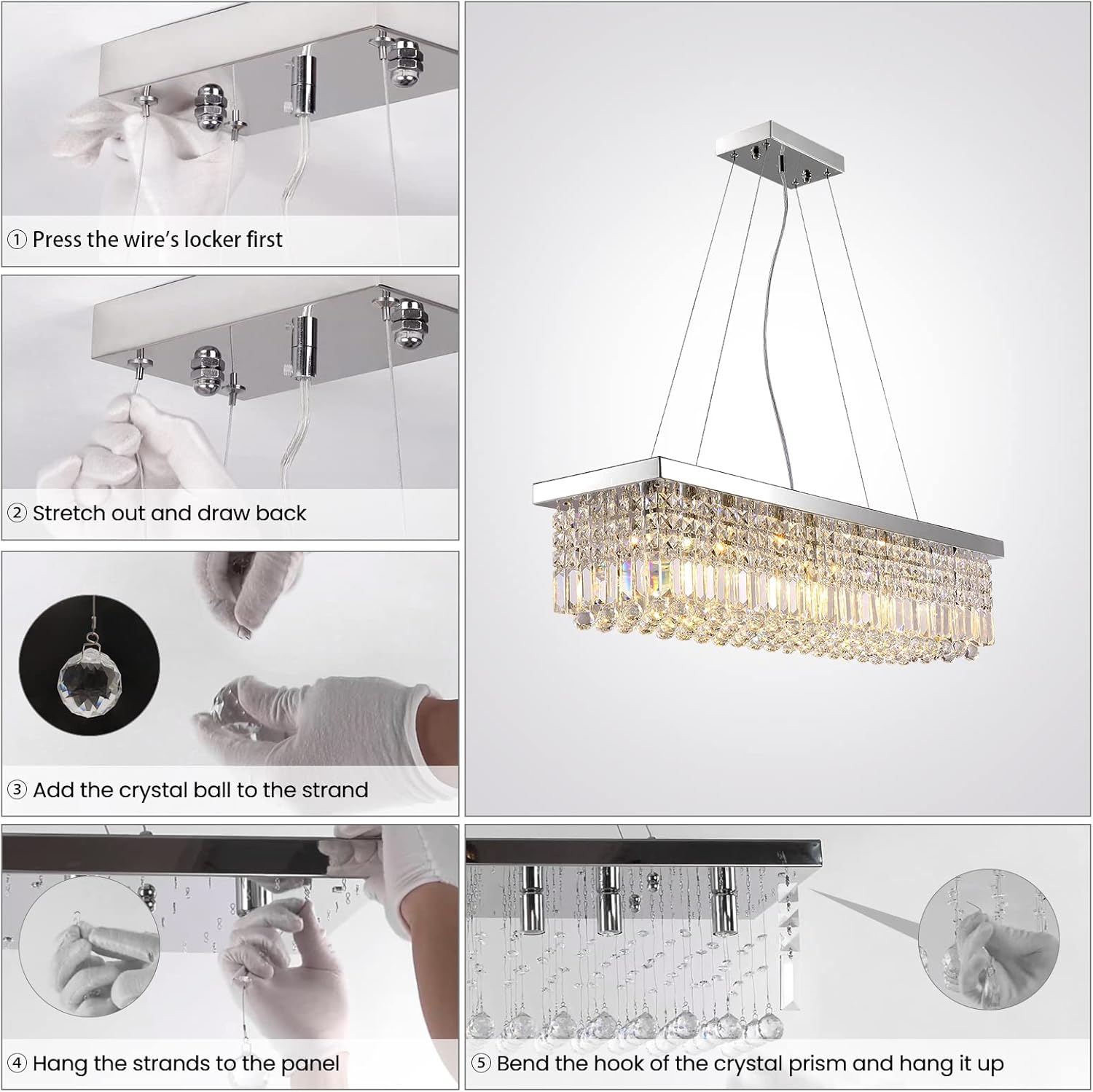 Buy 1 get 1 SILJOY Rectangle Crystal Chandelier Lighting Modern K9 Raindrop Pendant Light Dining Room Kitchen Island Hanging Ceiling Light Fixture 8-Lights, L40 x W10 x H10, Height Adjustable 🛒 Crazy Deals SILJOY Rectangle Crystal Chandelier Lighting Modern K9 Raindrop Pendant Light Dining Room Kitchen Island Hanging Ceiling Light Fixture 8-Lights, L40 x W10 x H10, Height Adjustable