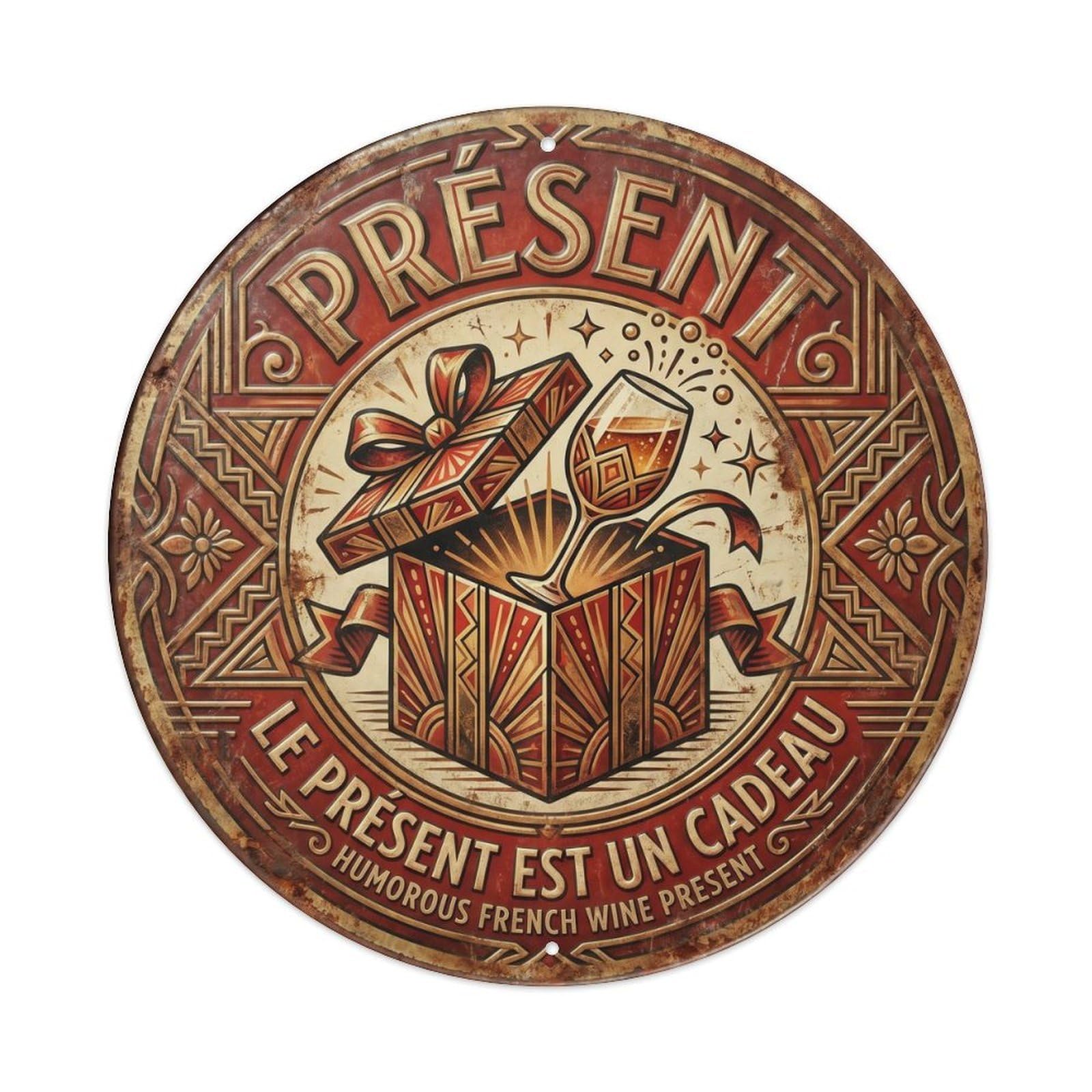 Present Humorous Mancave Present Metal Tin Sign Plaque Wall Decor for Cafe, Club Bar, Office, Home Garden Round Metal Poster 8x8Inch