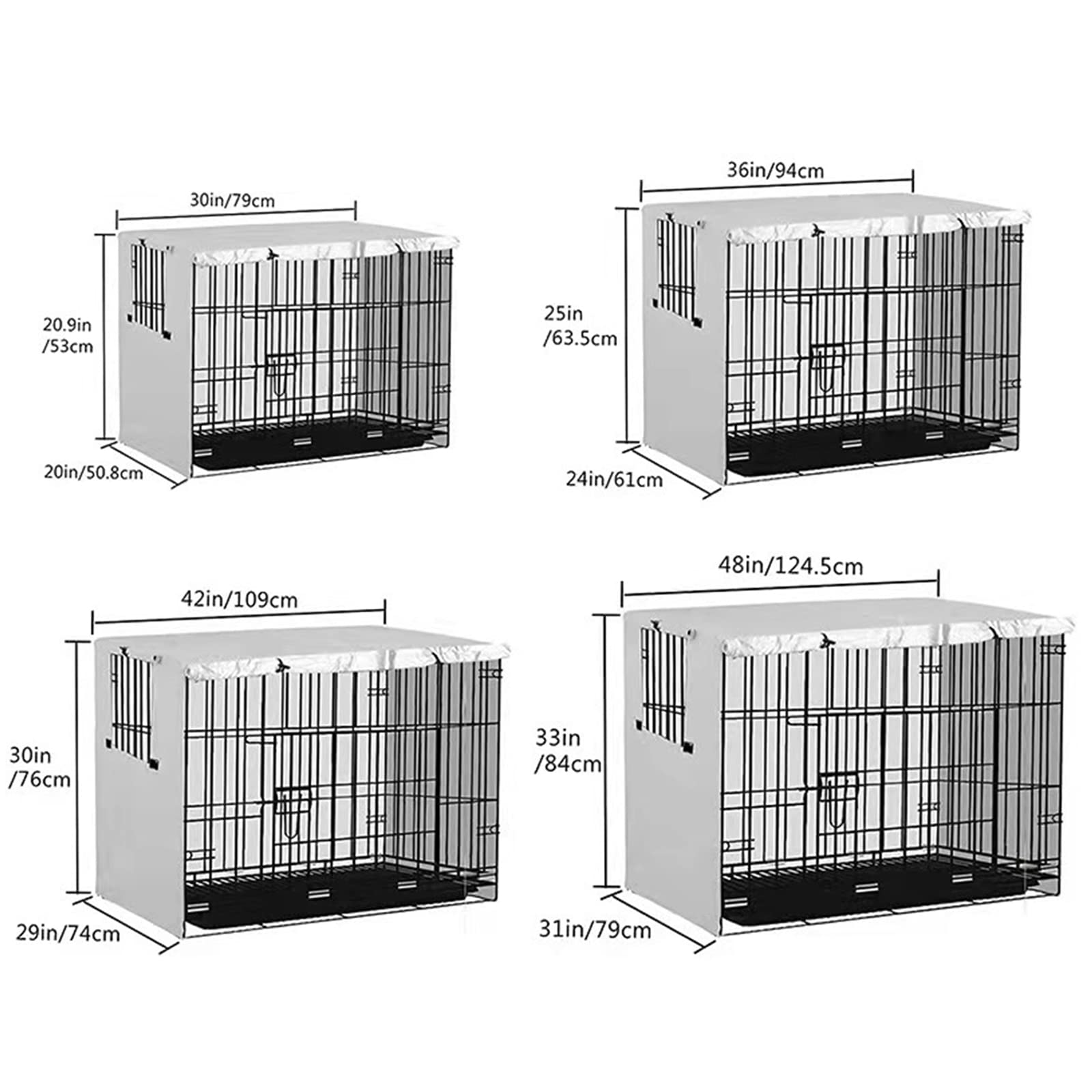Hundekäfig Abdeckung, 210D Oxford-Stoff Hundekäfigabdeckung, Strapazierfähiges Winddicht Atmungsaktiv Abdeckung Mit Fensteröffnung für Hundebox, Drahtkäfige, Käfig (Grau, XL(124.5*79*84cm))