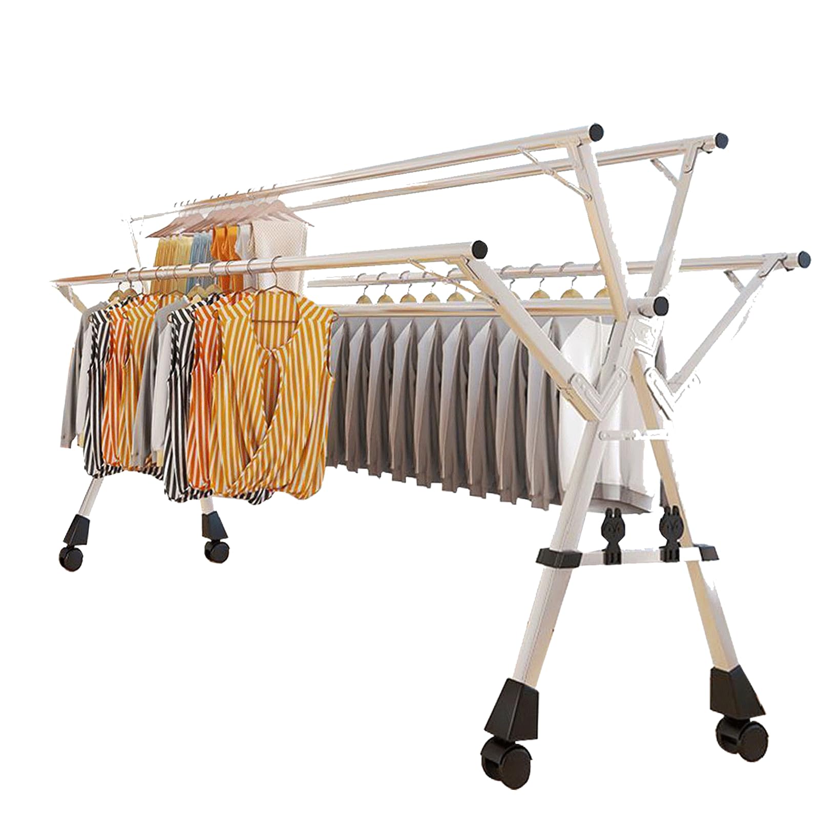 Tendedero de Ropa Con Ruedas, Tendedero Exterior Extensible, Tendedero Plegable, Tendedero de Ropa Exterior, Tendedero de Ropa Acero Inoxidable, para Interior-Exterior en Balcón y Jardín ( 240cm)