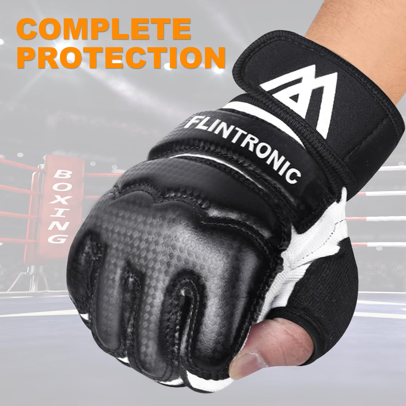 Flintronic Guantes MMA Entrenamiento Cuero Grappling Ventilada Palma para Muay Thai Kick Boxing