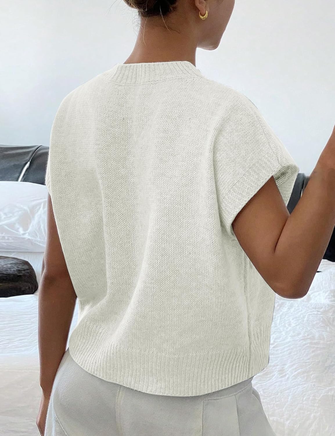 Womens Floral Sweater Vest Cute Cap Sleeve Tops 3D Flower Decor Knit Tank Top Loose Spring Fall Summer Clothes 2026 - Image 4