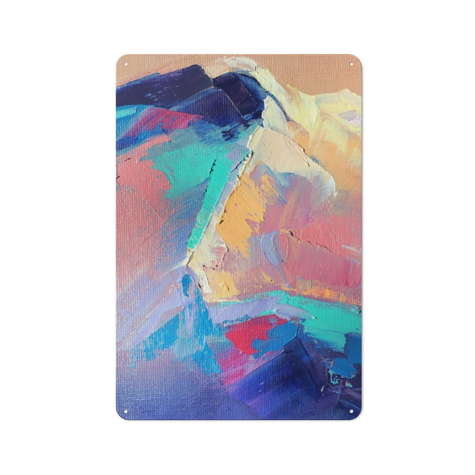 Junmoney Oil Painting Ice Mountain Rustic Metal Sign 30X20cm For Café Or Home Bar, Suited To Home Bar Enthusiasts, For Retro Home Interiors