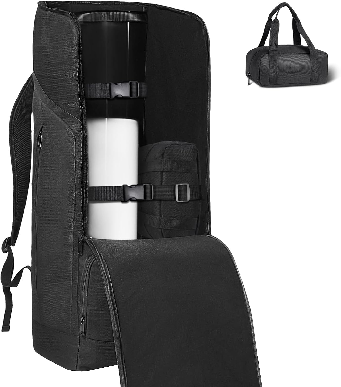 Happybuy Telescope Case, 29.9" Storage Backpack with Secure Strap, Pockets and Cozy Shoulder Straps, Shock-Absorbent Carrying Case for Optical Tube & Tripod, Counterweight Pocket