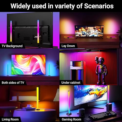 Miniatura 7 de TJOY Barras de luz inteligentes, luces de juegos para escritorio, barra de luz RGB, retroiluminación de TV con sincronización de música y escena, 60
