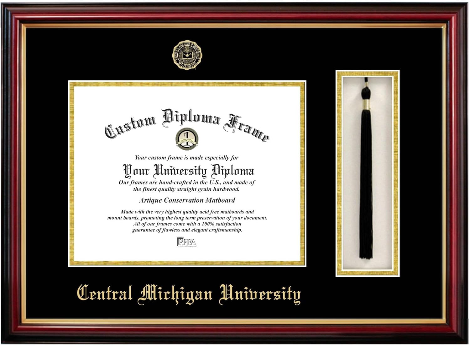 Campus Images MI999PMHGT Central Michigan University Tassel Box and Diploma Frame, 8.5" x 11"