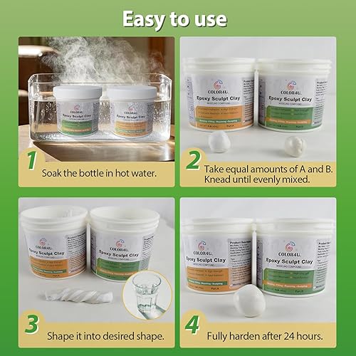 Miniatura 6 de Arcilla de epoxi para esculpir 2 libras, masilla epoxi blanca de 2 piezas, adhesivo fuerte y compuesto de modelado autoendurecible para esculpir,