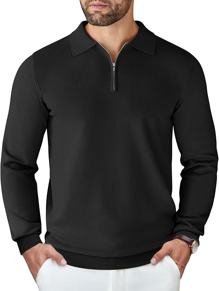Amazon.com: COOFANDY Mens Knit Polo Sweater Casual Long Sleeve
