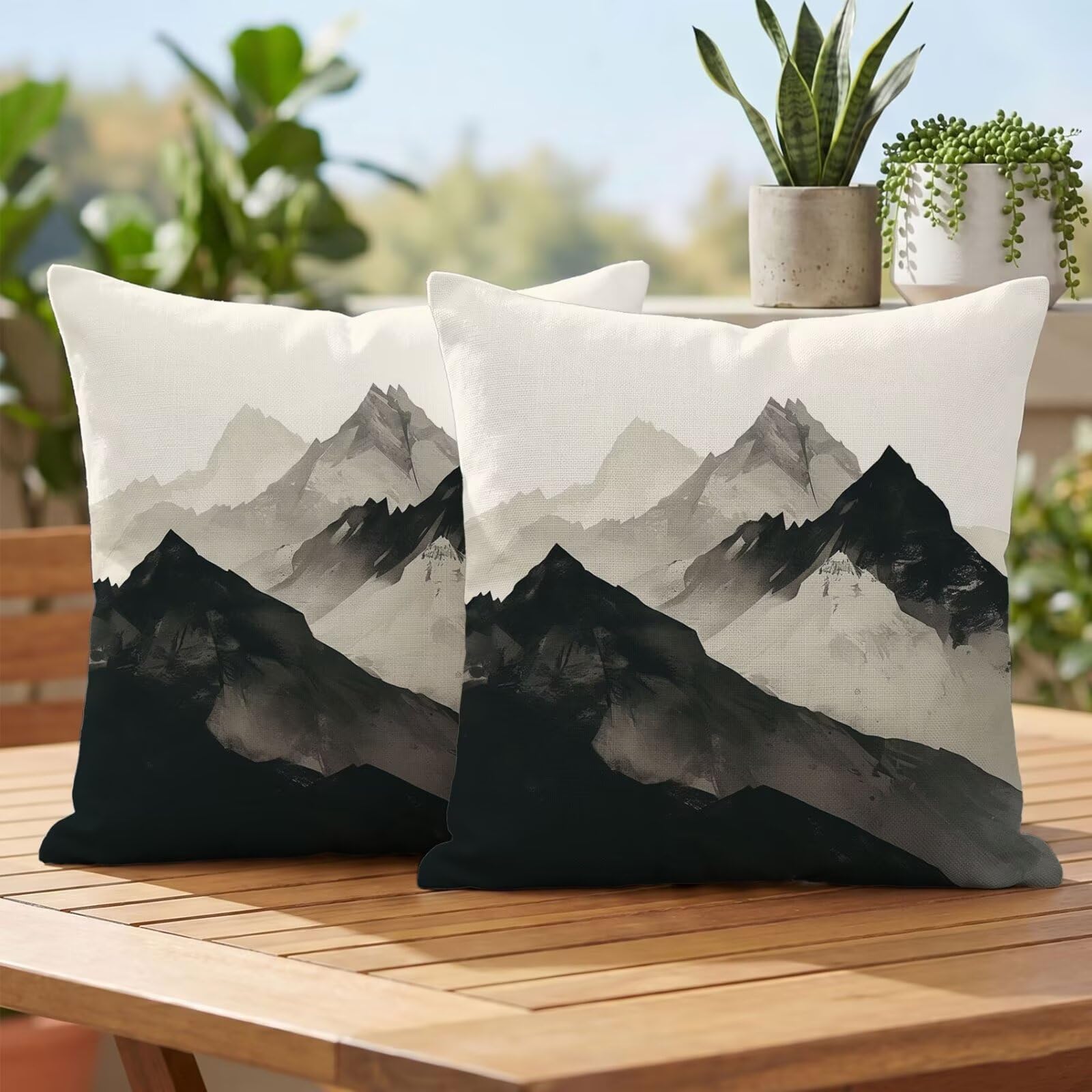 Fundas de cojin para exterior e interior juego de 2 piezas decorativas de lino 40x40 cm