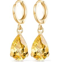 Crystalline Azuria Women 18ct Gold Plated Teardrop Zirconia Crystals Dangle Earrings with Box