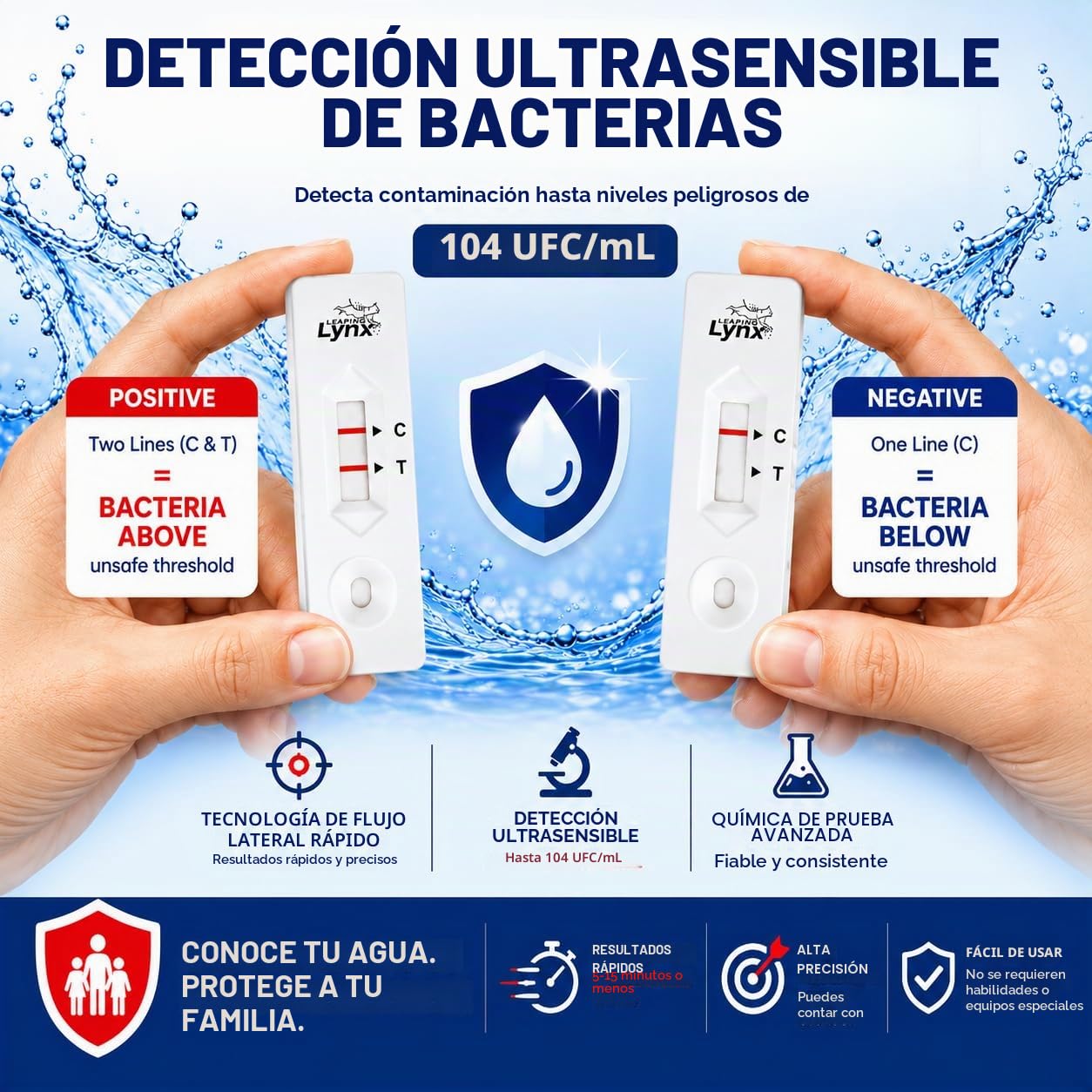 Leaping Lynx Kit de prueba de bacterias para agua
