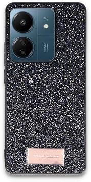 Xiaomi Redmi 13C K l f Bright Zarif Boncuk  lemeli Tasar m Simli Kapak Siyah