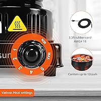 Vista 4 de Estufa eléctrica de carbón de coco, placa caliente aprobada por ETL, quemador de carbón duradero más rápido de 120 V ~ 600 W con mango desmontable