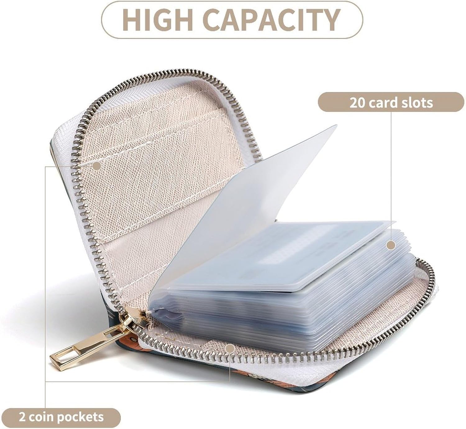 Dachshund And Piano Card Holder RFID Blocking,Credit Card Wallet for Women And Men,Card Case Organizer Bag with Zipper