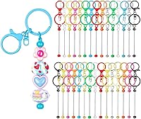RQAYE 30pcs Blank Beadable Keychains Bulk Kit - DIY Crafts Supplies for Jewelry, Bags, Gifts, Custom Accessories (Multicolor)