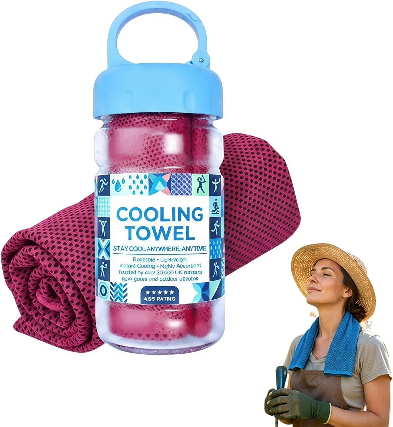 Cooling Bottle Sports Towel Absorbent Quick Dry Gym Towel，Magenta