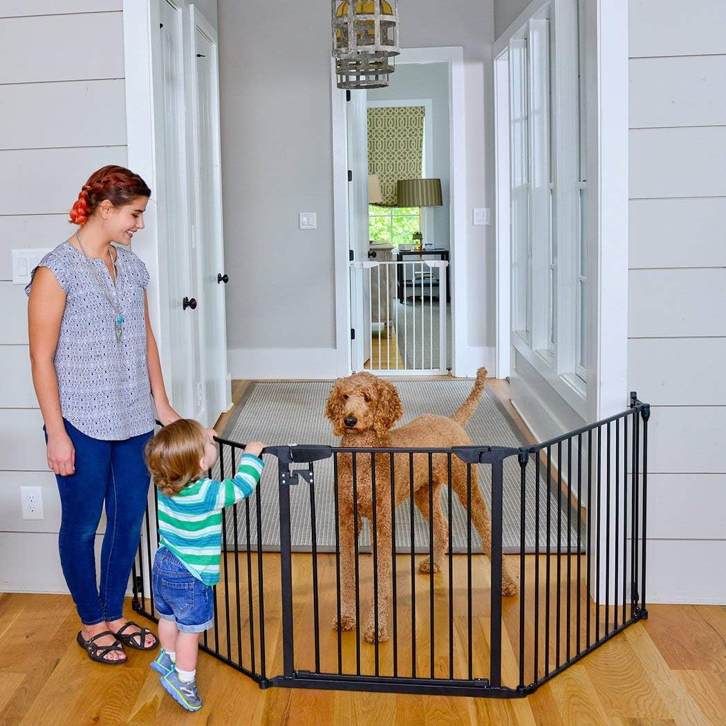 Best Promo Cardinal Gates Expandable Gate, Black: Extra Wide Pet Gate, Perfect Dog Gate for Stairs with Easy One Hand Functionality, 100x2x29.5 Inch (Pack of 1), (EX100-BK)