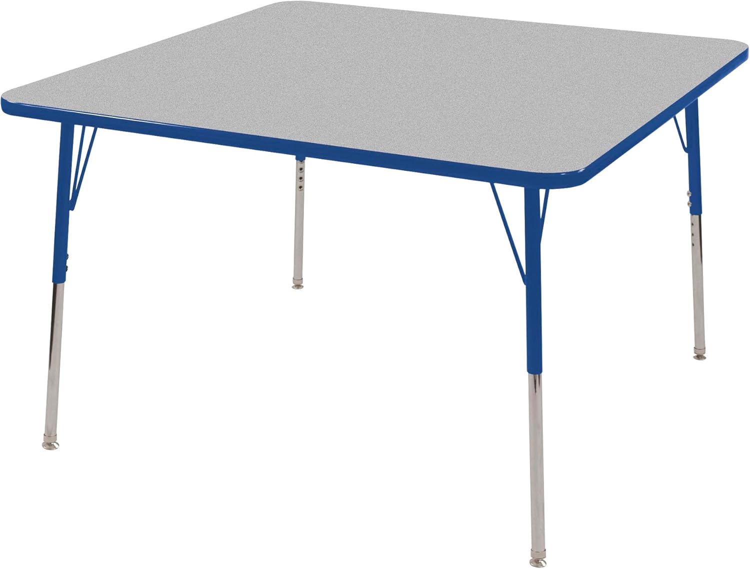 Norwood Commercial Furniture Adjustable Height Classroom Activity Table for Kids & Adults, Square Activity Table for School and Home, Gray Nebula/Red, 48" W x 48" L