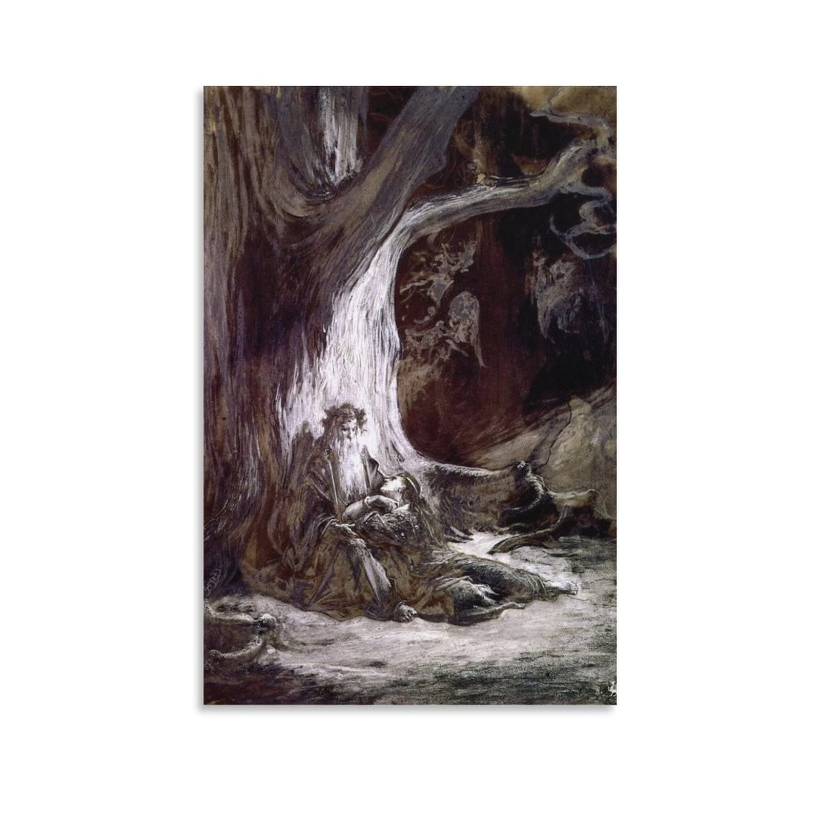 QUBOX Vivien Leigh Réaliste De Gustave Doré Et Merlin Atelier À L’huile Suspendus Ornements Canvas Art Poster And Wall Art Picture Print Modern Family Bedroom Decor Posters 08x12inch(20x30cm)