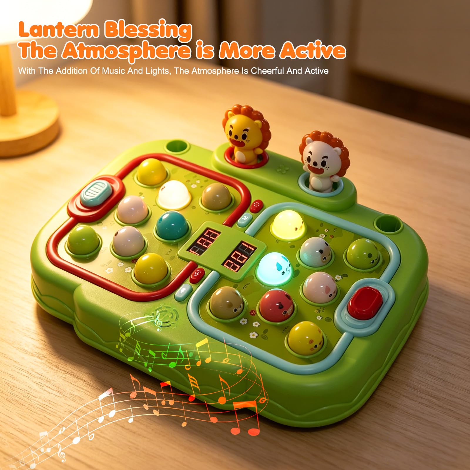 Whack a Mole Spiel für Kinder - Interaktives Musik Spielzeug mit 2 Hämmern, 16 Maulwürfen zur Förderung der Motorik - Entwicklungsspielzeug mit Beleuchtung & Soundeffekten, LCD-Display Arcade Spiel
