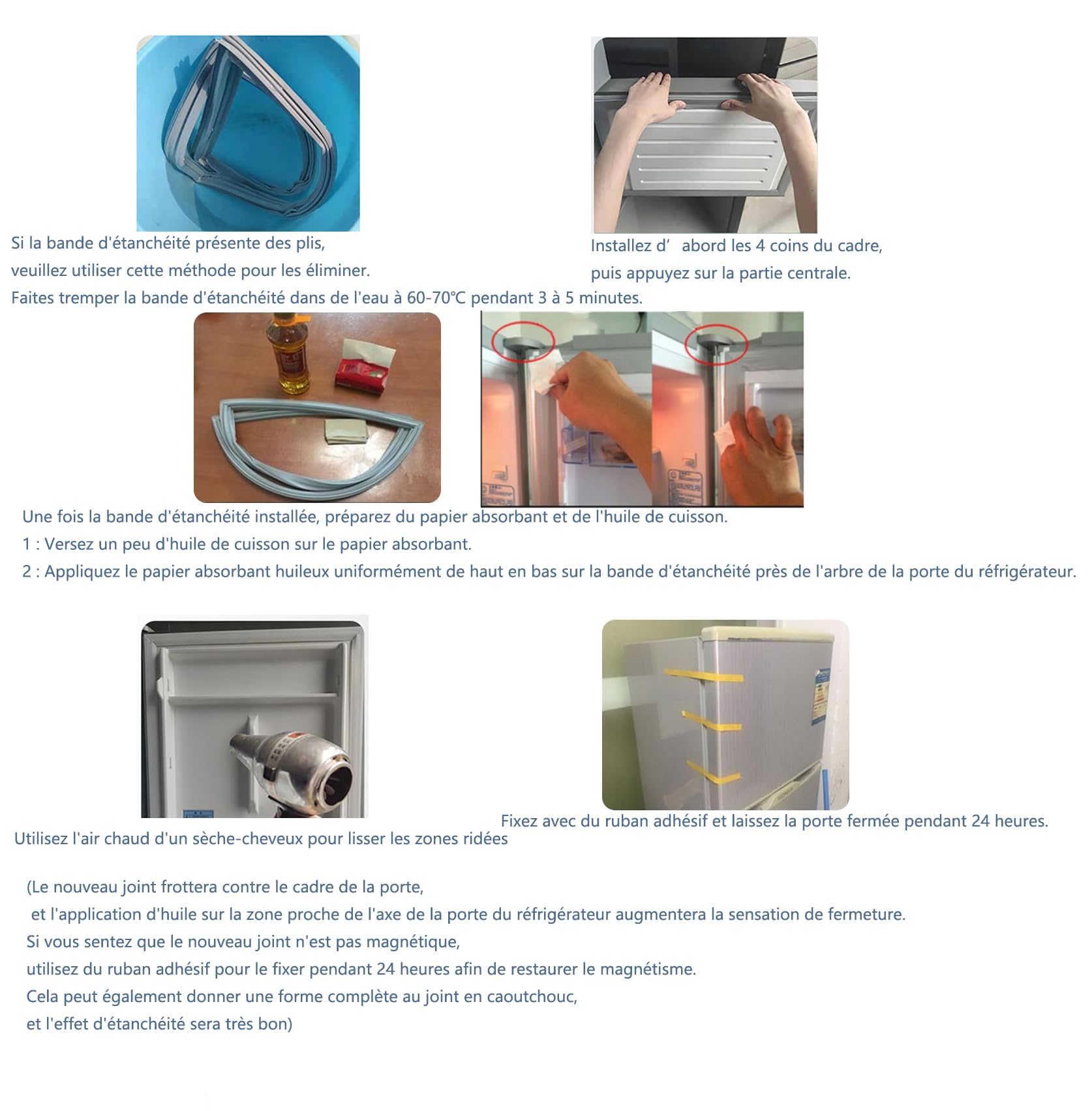 Piezas Kit de reparación Universal Sello de Goma Junta de Puerta para Nevera congelador Personalizado adecuación,Blanca