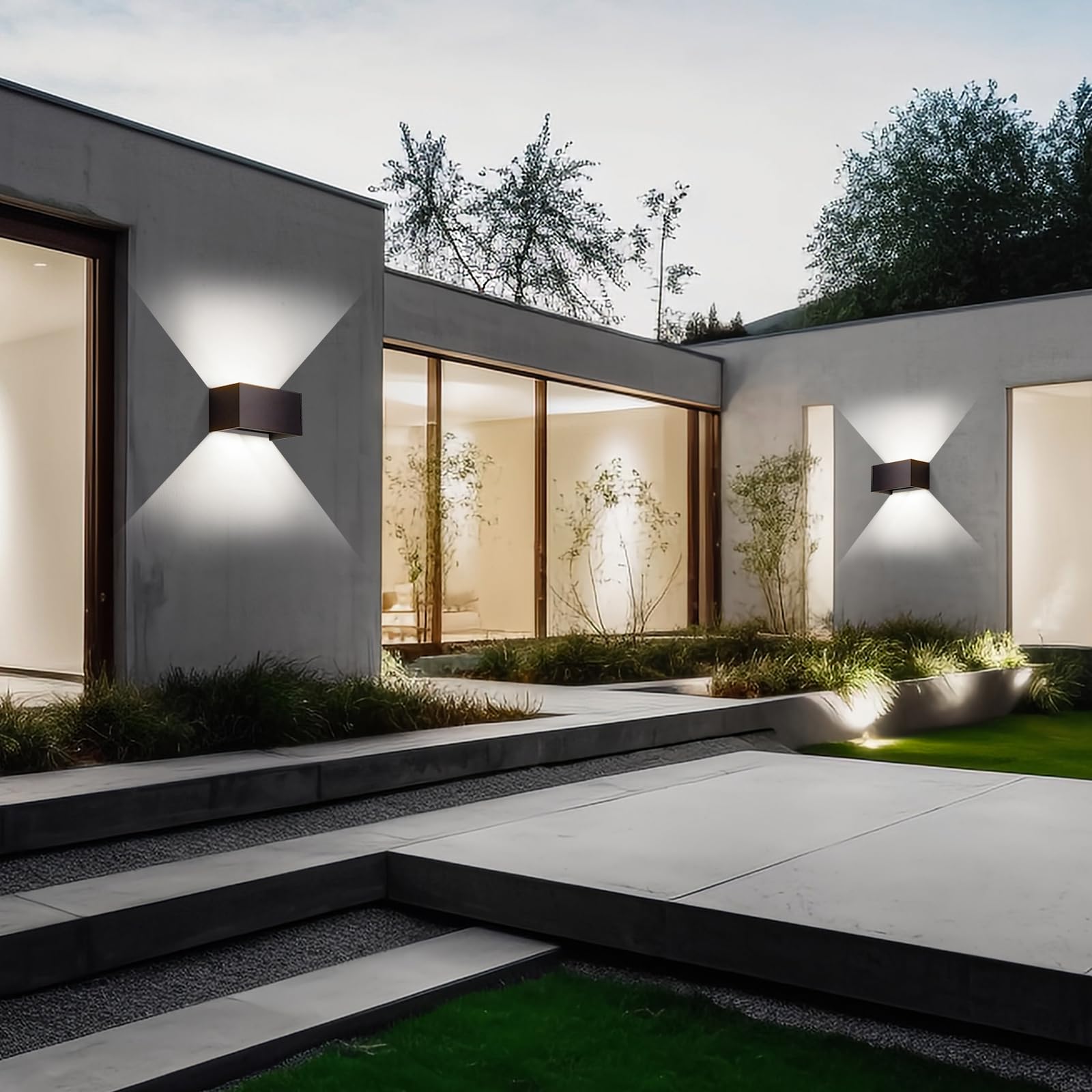 LED Wandleuchte Wandlampe innen aussen, Außenlampe Anthrazit Außenleuchte Wand, 6000K Kaltweiß Up Down Aussenlampe Aussenleuchte IP65 Außenwandleuchte Ausenbeleutung Hauswand Balkon Außen