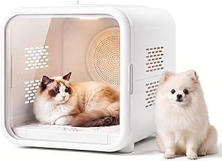 Cat Dryer Box & Dog Dryer Box, Ultra-Quiet Pet Dryer Box for Cats and Small Dogs - 360° Fast Drying, Adjustable Temperature, Transparent Design, Stress-Free Hands-Free Grooming