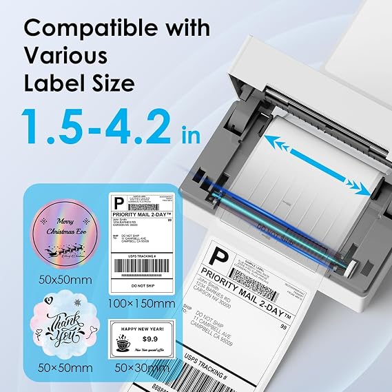 KNAON Bluetooth 4x6 Thermal Label Printer for Shipping, White