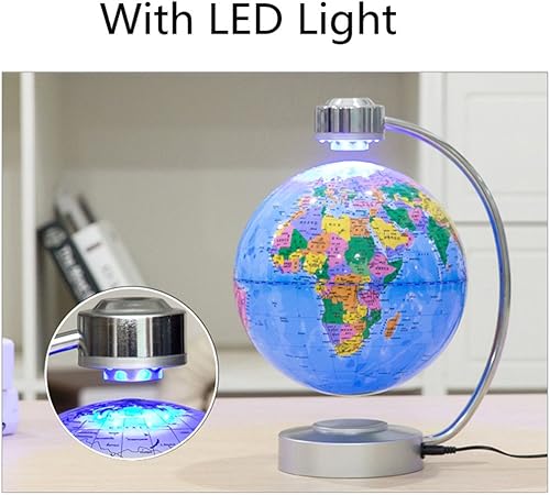 Miniatura 3 de Globo flotante de levitación magnética NHSUNRAY 8 pulgadas bola giratoria de levitación LED iluminado mapa del mundo tierra para escritorio oficina