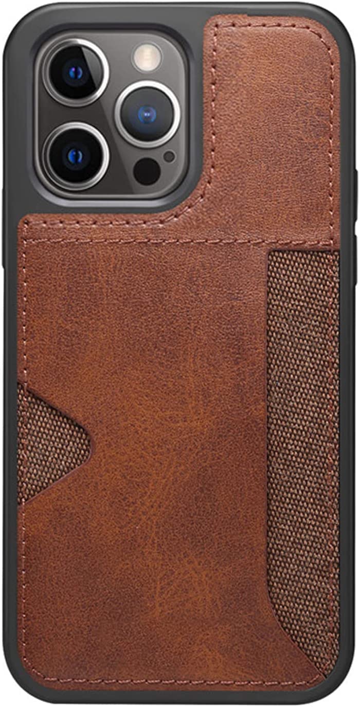 Étui portefeuille iPhone 13 Pro cuir véritable protège écran et cartes marron - 4