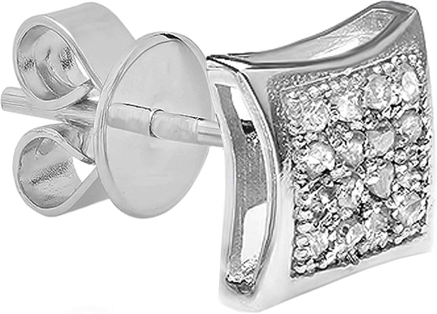 Dazzlingrock Collection 0.05 Ctw Round White Natural Diamond 5.5mm Kite Micropave Hip Hop Iced Out Studs, Unisex Design Ladies,Mens Real Natural Diamond Earrings