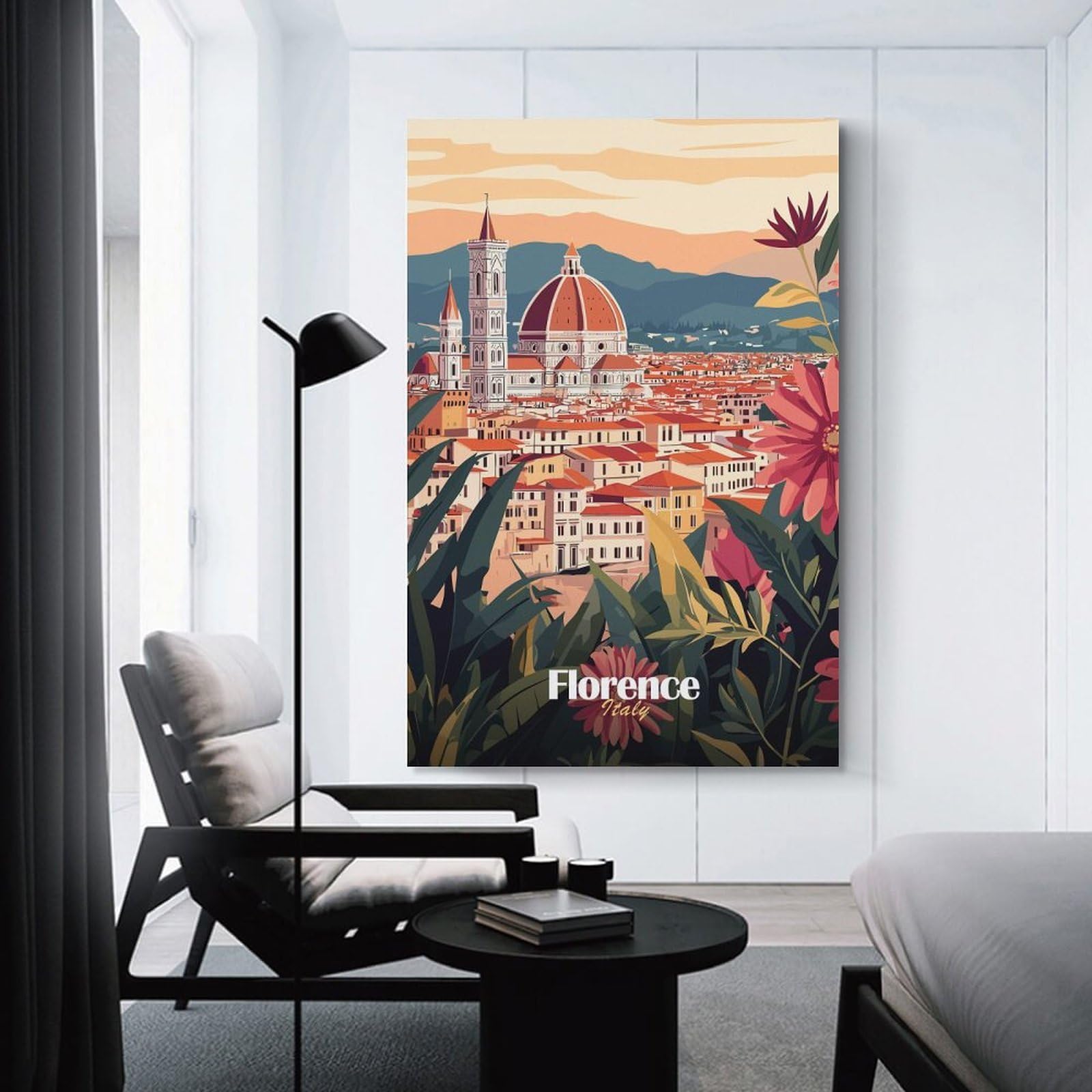 Junmoney Florence Italy Cityscape Canvas Wall Decor, 12x18inch(30x45cm), for Home Lounge, Bedroom Or Reading Nook, Modern Wall Decor for Cosy Interiors