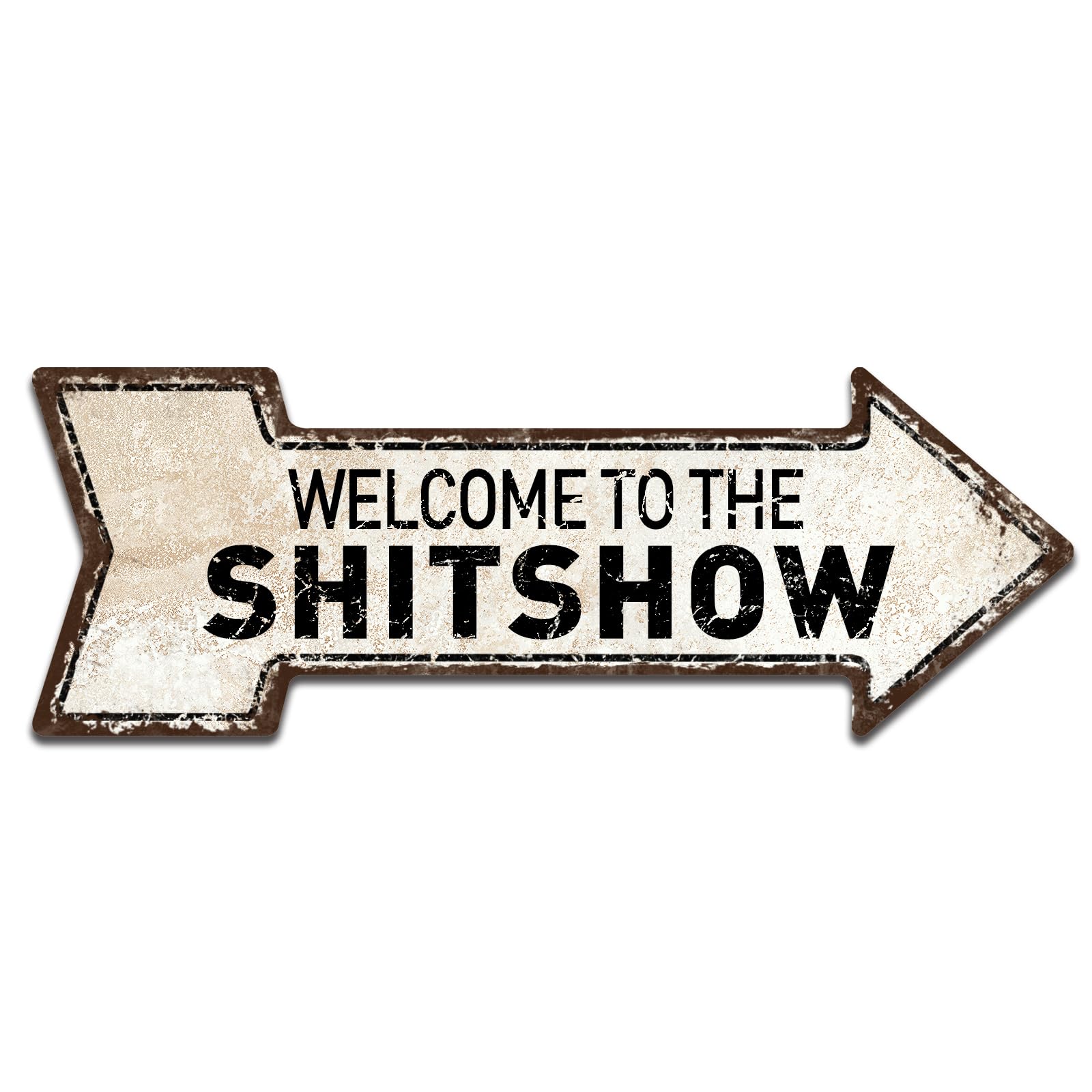 Mukuko Mk-603 Welcome To The Shitshow Sign, Alcohol Shitshow Rustic Wall Door Hanging Sign (6" X 18" Arrow Sign), Funny Welcome Wall Hanging Sign Plaque For Front Door Entryway Porch Bar Pub Farewell Party