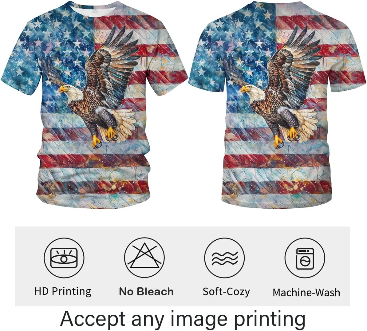 LAOLIUSN Men's 3D Eagle Print T-Shirt - Patriotic Theme,Animal Graphic Tee - Image 4