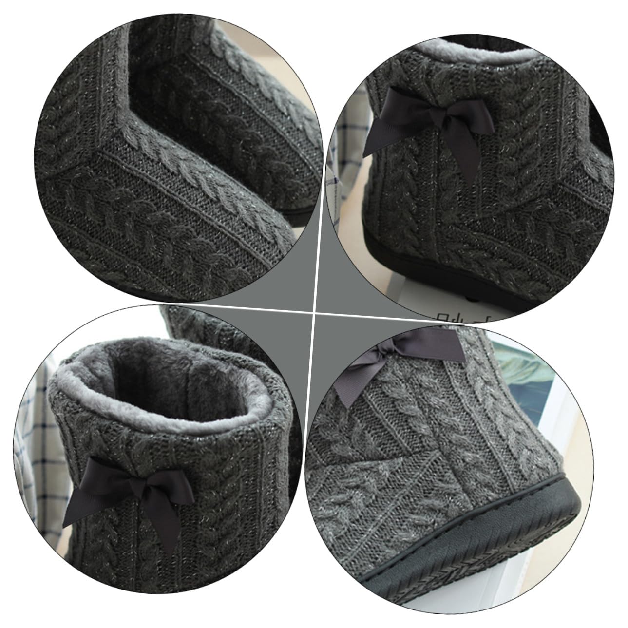 Botas de Casa para Mujer, Invierno, Punto, Suela Gruesa Antideslizante