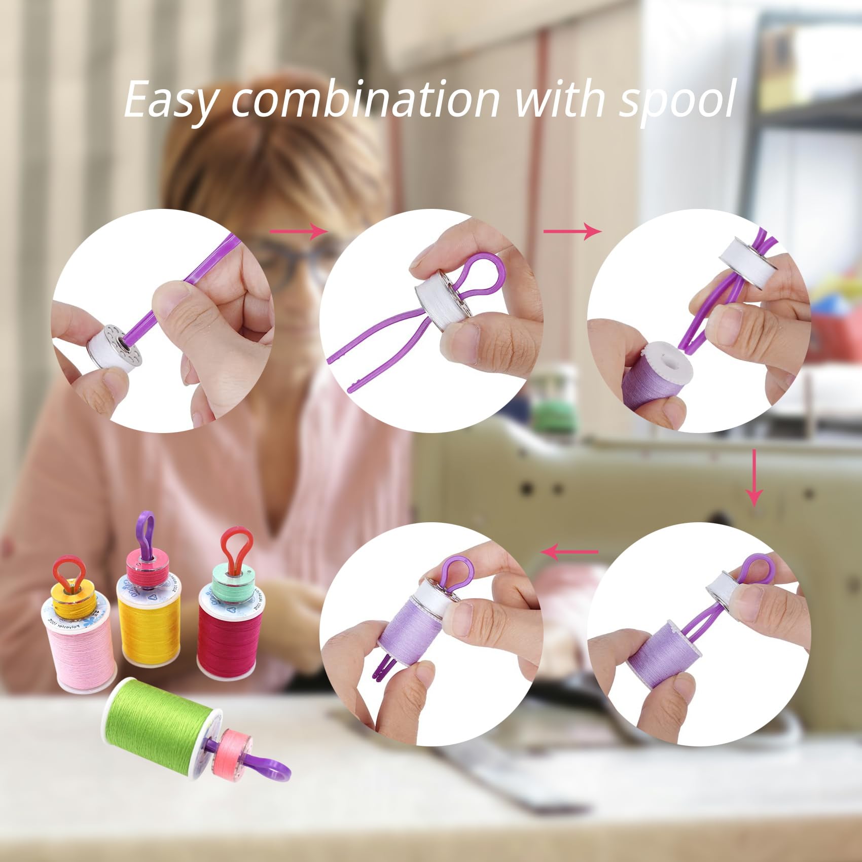 Lot de 30 supports de bobine en plastique - 5 couleurs - Pour machine à coudre et matelasser - Parfaits pour assortir les bobines de fils avec bobines (30)