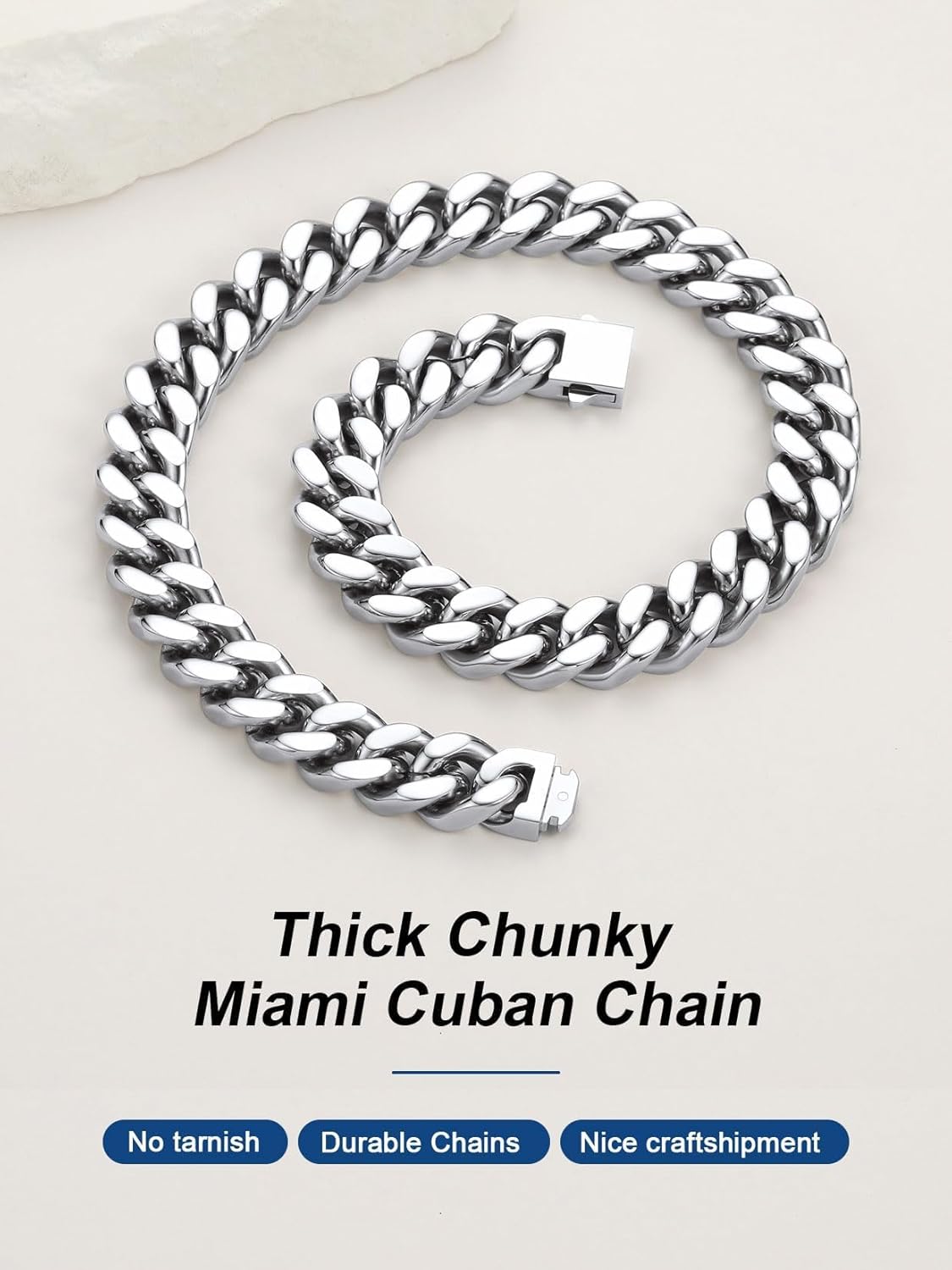 ChainsPro Chunky Cuban Link Chain Necklace for Women,Stainless Steel Silver/Gold Plated Thick Choker, 5/12/14mm Width,18" and 20" Punk Hip Hop Trendy Jewelry Gifts - Image 4