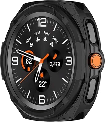 Disscool Case Cover Compatible with Samsung Galaxy Watch 8 Classic Protector Covers, Soft Anti Drop TPU Replacement Protective Cases Smart Watch AccessoriesHave Circle, Black