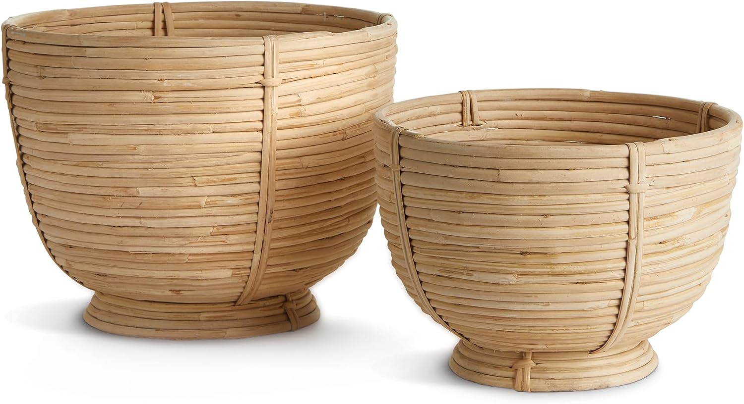 Napa Home & Garden Cane Rattan Decorative Footed Bowls, Set Of 2 Natural