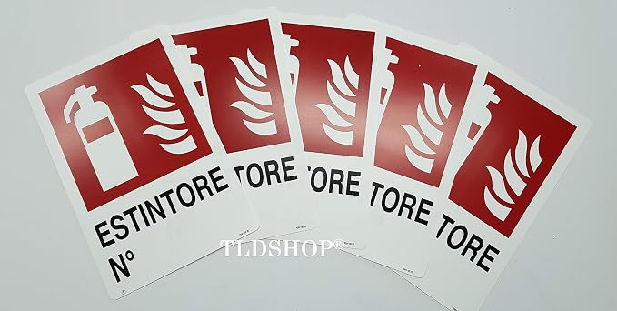Cartello Identificativo Acqua Ed Estintore – 75 X 200 Mm – Confezione Da 5 – Vinile UK – Stickerzilla