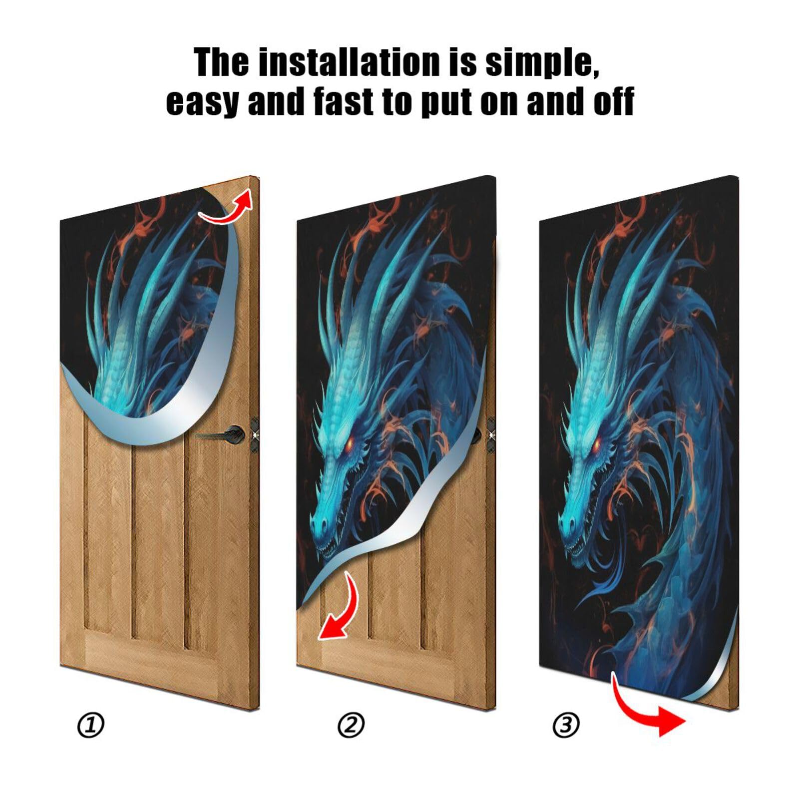 FLildon Cool Dragon Door Cover Decoration, Party Accessory Porch Decor for Festive Ornament Room Door Covers 36 x 98 Inch