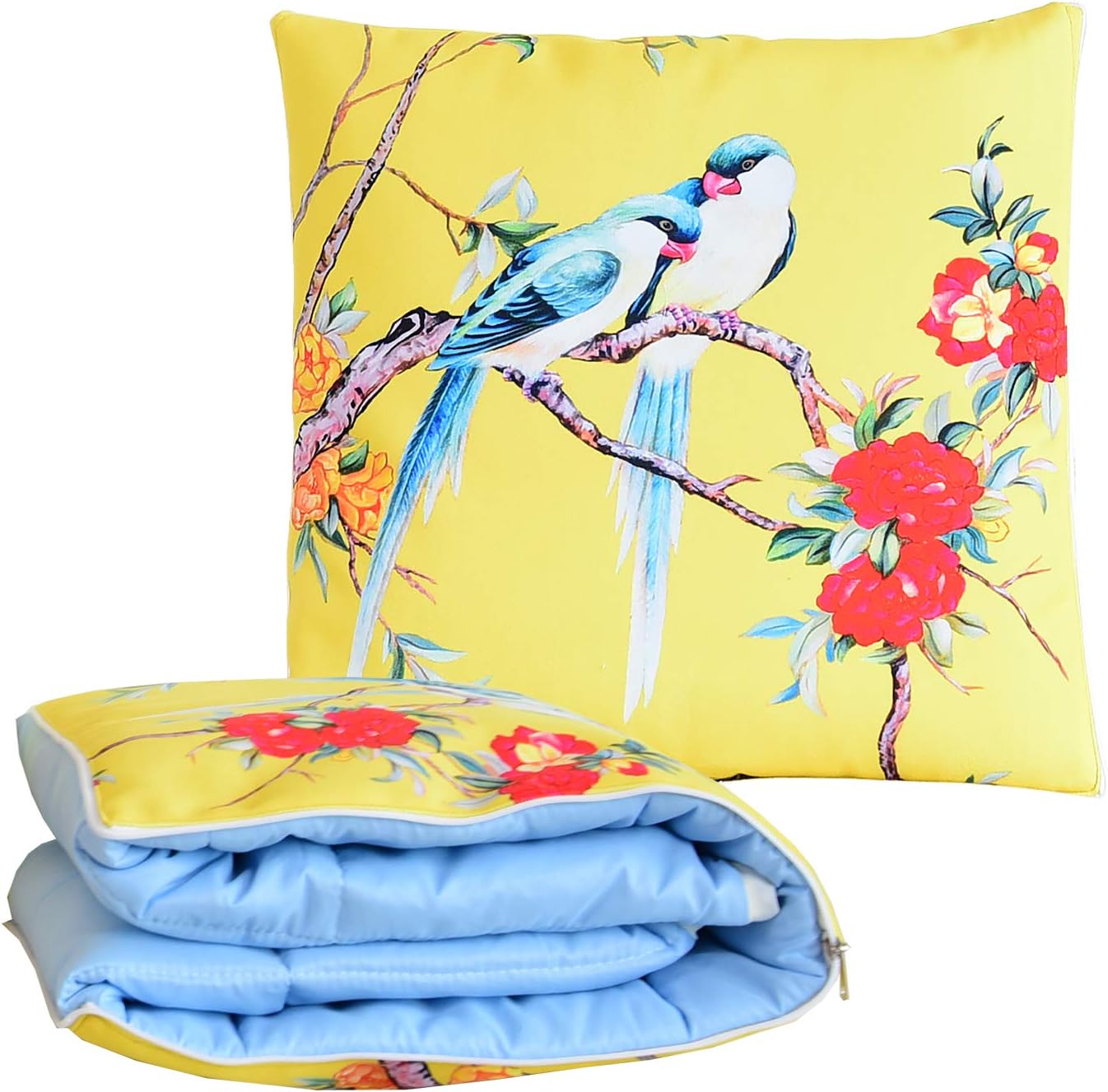 BlueHills Decorative Soft Cozy Couch Pillow Blanket Throw Quilt for Home Airplane Car Travel Movies Kids Beach Camping Blanket 63x43 inches Pillow 16X16 inches in one Home Décor-Love Birds-A011
