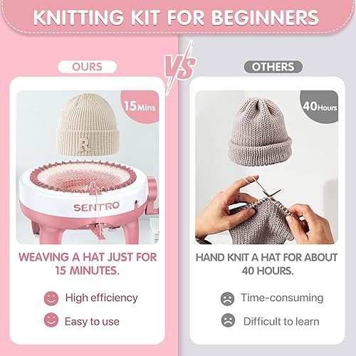 Miniatura 2 de Máquina de tejer Sentro con 40 agujas, kit perfecto para tejer y ganchillo para principiantes, suministros de telar de tejido inteligente, regalos