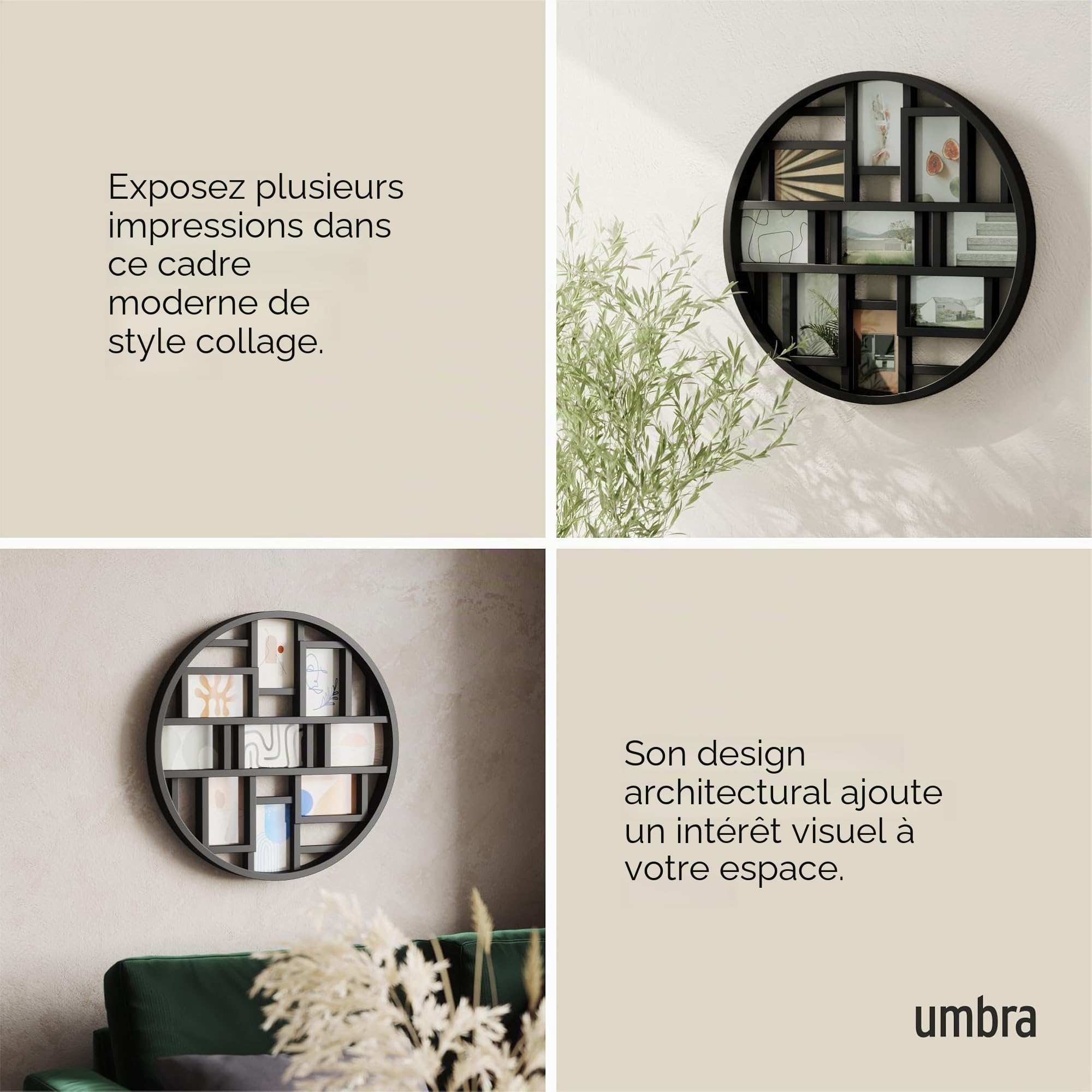 Umbra Luna Cadre photo collage, 9 photos 10x15cm, Noir