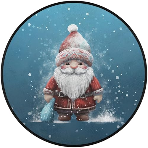 Miniatura 2 de Christmas Scene Cute Santa Gnome (9) Round Area Rug 3ft Machine Washable Circular Rugs for Dining Room Table Bedroom Playroom Throw Rugs for Dog