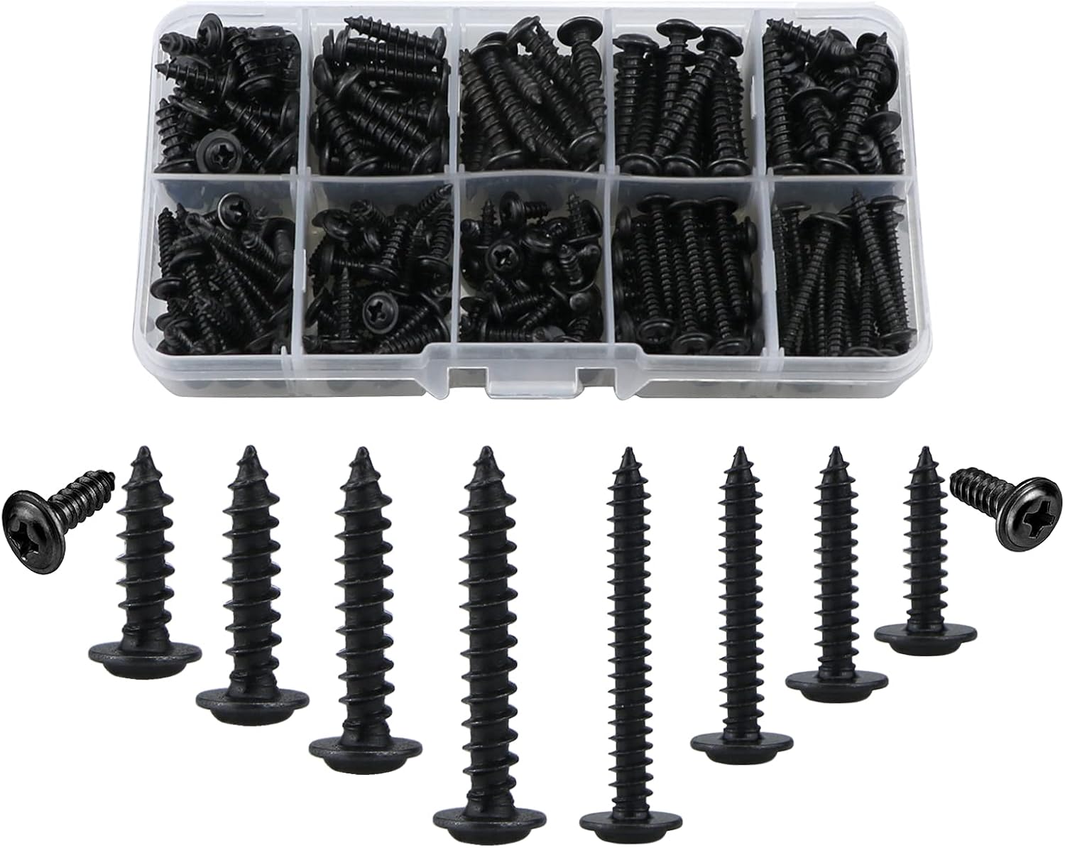 M3,M4 Self Tapping Screws Metal with Washers,280 pcs Pan Head Phillips