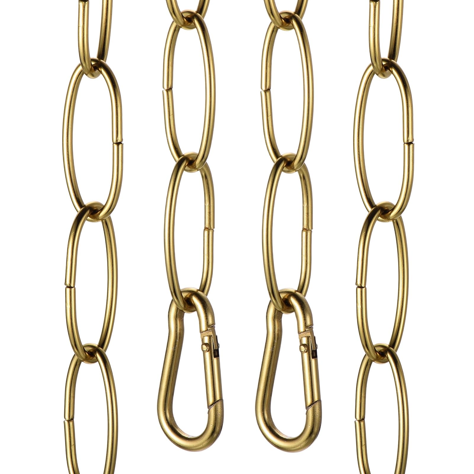 sourcing map 7ft Lighting Hanging Chain, 2.4mm/0.09" Looping Metal Pendant Chandelier Chain Extension with 2 Spring Snap Hook for Hanging Plant Pendant Chandelier Light Fixture, Light Copper